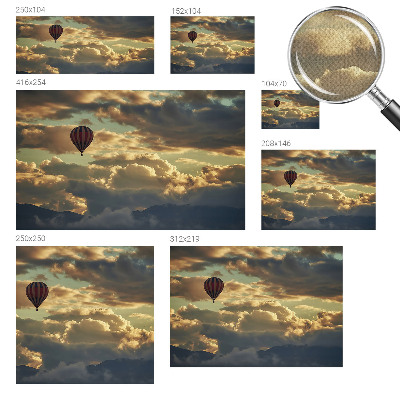 Fotobehang babykamer met een print van een ballon tussen de wolken