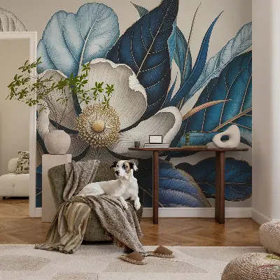 Fotobehang voor kinderkamer met een elegant bloemenmotief