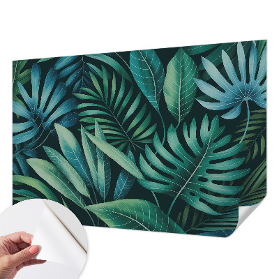 Fotobehang tienerkamer met print van tropische bladeren