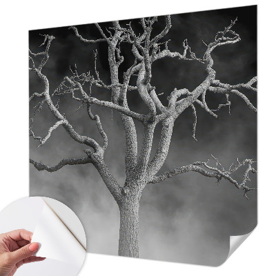 Zelfklevend fotobehang met een mistige boomprint