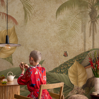 3D fotobehang met een exotische vogel als motief