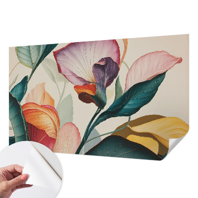 Fotobehang voor kinderkamer met een kleurrijk bloemenmotief