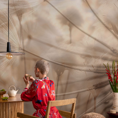 Zelfklevende behangsticker Subtiele paardenbloemen