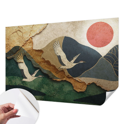 Fotobehang voor de kinderkamer Kraanvogels van het Oosten