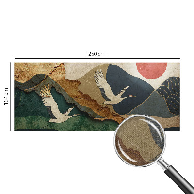 Fotobehang voor de kinderkamer met een motief van oosterse kraanvogels