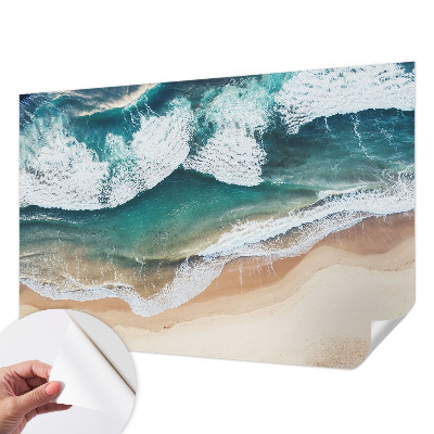 Zelfklevend fotobehang met ontwerp van zeegolven