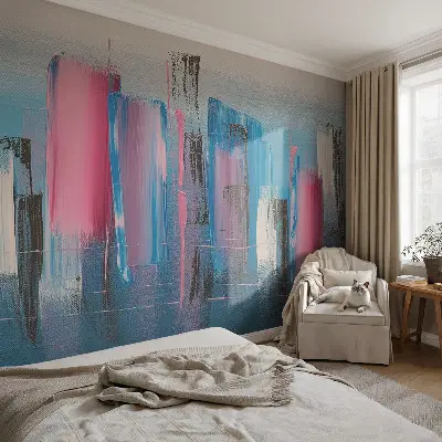 Fotobehang tienerkamer met abstracte strepen