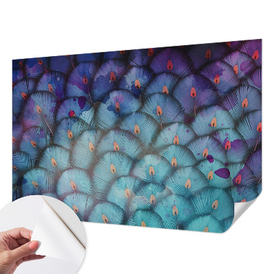 Fotobehang babykamer met een kleurrijk verenmotief