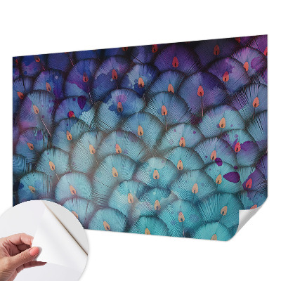 Fotobehang babykamer met een kleurrijk verenmotief