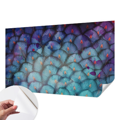 Fotobehang babykamer met een kleurrijk verenmotief