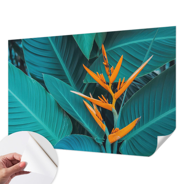 Zelfklevend fotobehang met een bladrijke bloemenprint