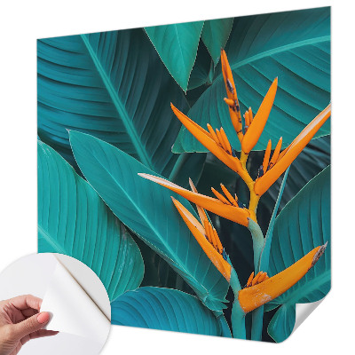 Zelfklevend fotobehang met een bladrijke bloemenprint