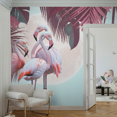 Fotobehang voor de kinderkamer met een ontwerp van exotische vogels