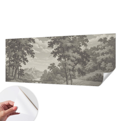 3D fotobehang Kasteel en brug