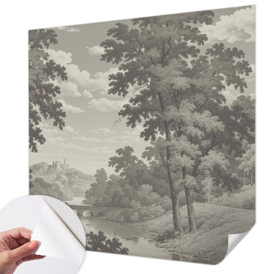 3D fotobehang Kasteel en brug