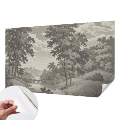 3D fotobehang Kasteel en brug