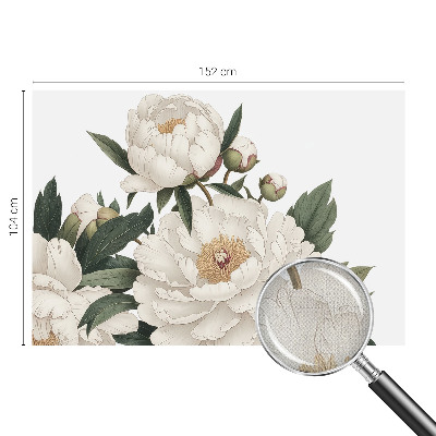Fotobehang tienerkamer met witte pioenrozen