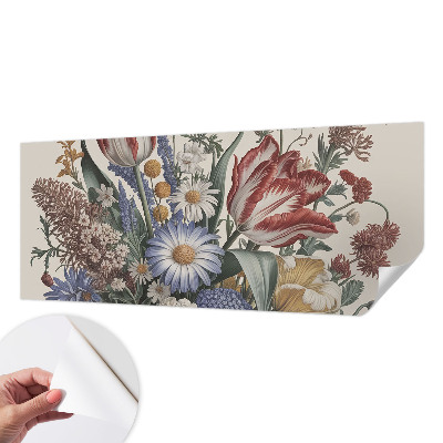 Zelfklevende behangsticker met een bloemenboeket