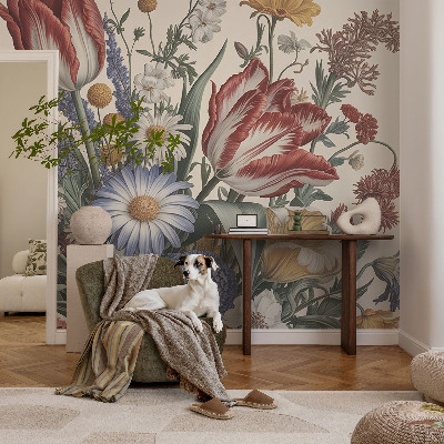 Zelfklevende behangsticker met een bloemenboeket