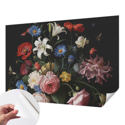 Fotobehang kinderkamer met bloemen en insectenmotieven