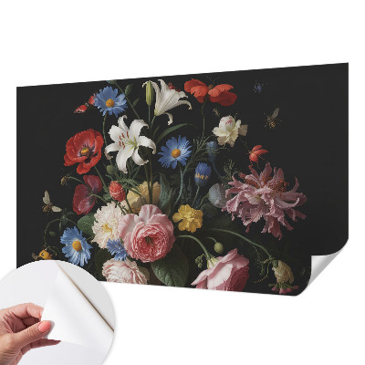 Fotobehang kinderkamer met bloemen en insectenmotieven