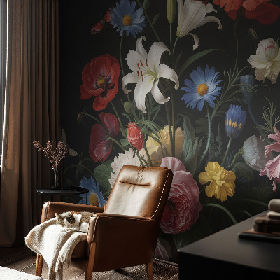 Fotobehang kinderkamer Bloemen met insecten