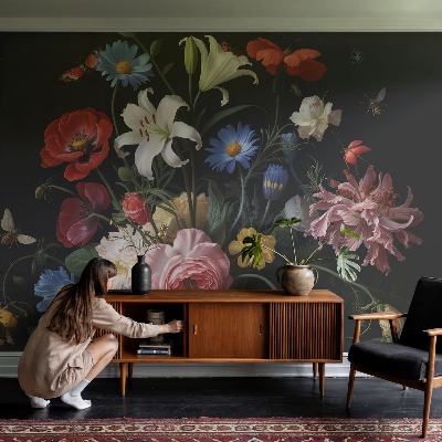 Fotobehang kinderkamer Bloemen met insecten