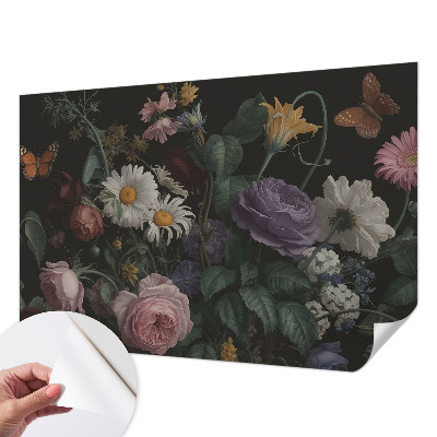 Fotobehang tienerkamer met een bloemig motief voor een elegante uitstraling