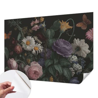 Fotobehang tienerkamer met een bloemig motief voor een elegante uitstraling