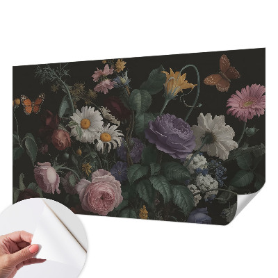 Fotobehang tienerkamer met een bloemig motief voor een elegante uitstraling