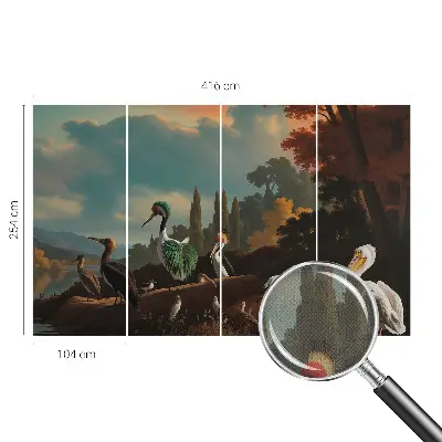 Fotobehang babykamer met schilderachtige vogels als decoratie