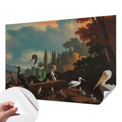 Fotobehang babykamer met schilderachtige vogels als decoratie