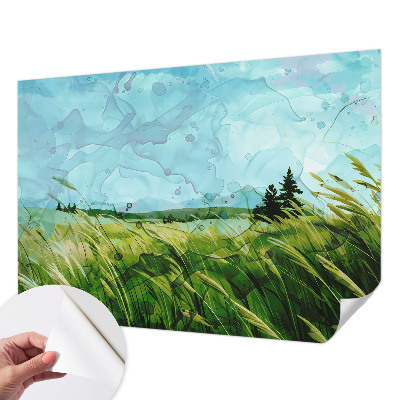 Zelfklevende behangsticker met groene landschappen als patroon