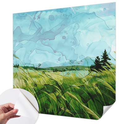 Zelfklevende behangsticker met groene landschappen als patroon