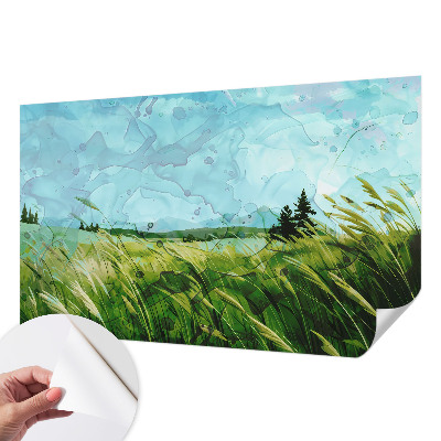 Zelfklevende behangsticker met groene landschappen als patroon