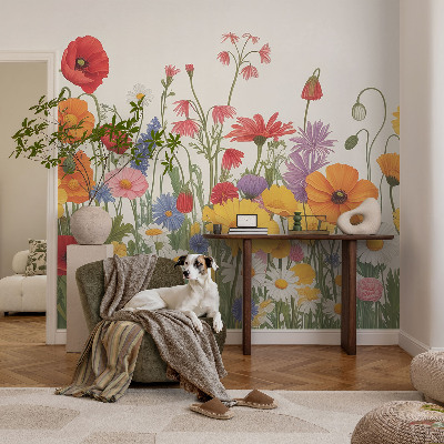 Fotobehang voor de kinderkamer met bloemenweideprint