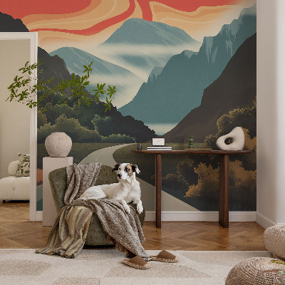 Fotobehang babykamer Bergavontuur
