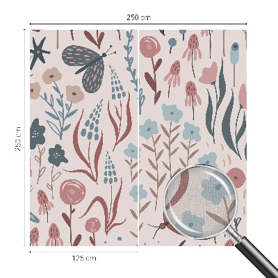 Fotobehang tienerkamer Bloemen en insecten