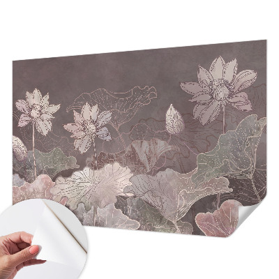 Fotobehang voor de kinderkamer met een rustig botanisch dessin