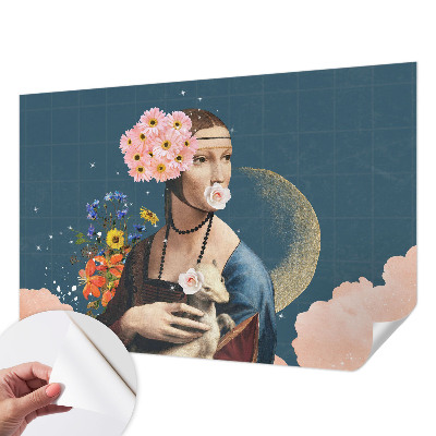 Fotobehang babykamer met een bloemige, elegante print geschikt voor kinderkamers