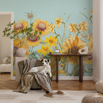 Foto behang voor de keuken met zomertuinmotief