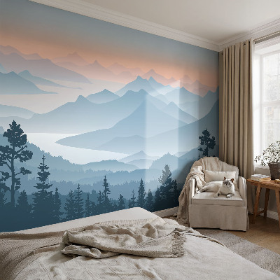 3D fotobehang Bergpanorama
