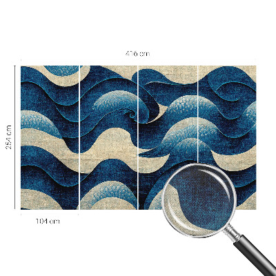 Zelfklevende behangsticker met een ontwerp van blauwe golven