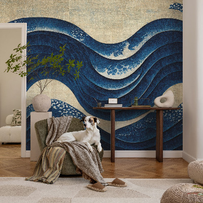 3D fotobehang met een patroon van oceanische vormen