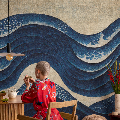 3D fotobehang met een patroon van oceanische vormen