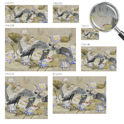 Fotobehang voor de kinderkamer Vogels en lelies