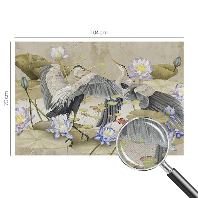 Fotobehang voor de kinderkamer Vogels en lelies