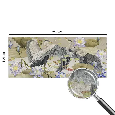 Fotobehang voor de kinderkamer met een patroon van vogels en lelies