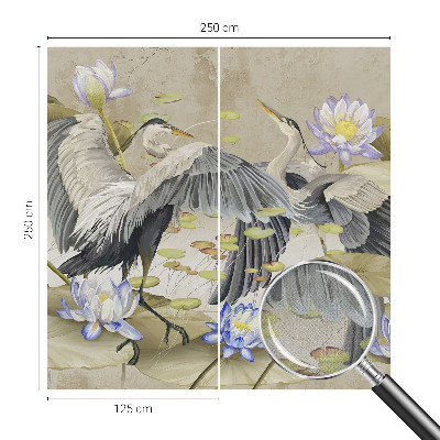 Fotobehang voor de kinderkamer Vogels en lelies