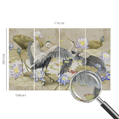 Fotobehang voor de kinderkamer Vogels en lelies